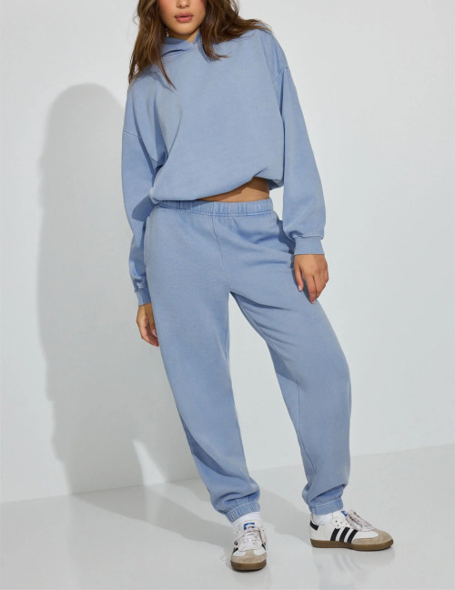 Women's cotton fleece sweatpants with side pockets elastic waist running joggers