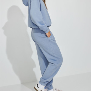Women's cotton fleece sweatpants with side pockets elastic waist running joggers
