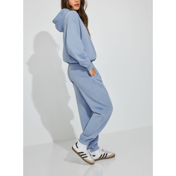 Women's cotton fleece sweatpants with side pockets elastic waist running joggers