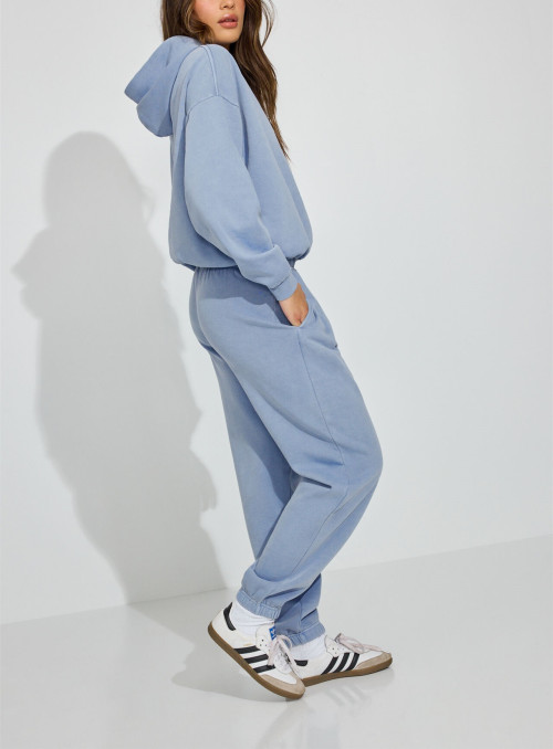 Women's cotton fleece sweatpants with side pockets elastic waist running joggers