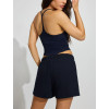 Women's high rise french terry cotton shorts with pockets side split lounge shorts