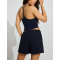 Women's high rise french terry cotton shorts with pockets side split lounge shorts
