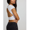 Women's open back cap sleeve t shirts crew neck crop tees