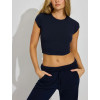 Women's open back cap sleeve t shirts crew neck crop tees