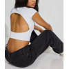 Women's open back cap sleeve t shirts crew neck crop tees