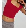 Women's square neck short sleeve crop tee versatile lightweight active t shirts