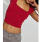 Women's square neck short sleeve crop tee versatile lightweight active t shirts