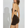 Women's halter backless sports jumpsuits square neck spaghetti straps fitness rompers with built in bra