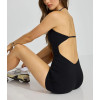 Women's halter backless sports jumpsuits square neck spaghetti straps fitness rompers with built in bra
