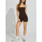 Women's halter backless sports jumpsuits square neck spaghetti straps fitness rompers with built in bra