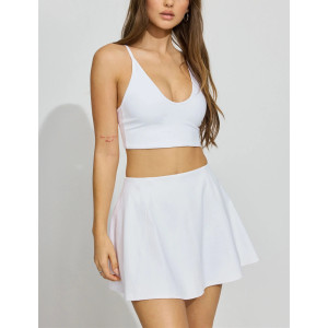 Women's high waist 2 in 1 tennis skirts flowy mini skirts with built in shorts