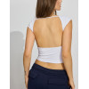 Women's crew neck open back short sleeve t shirts fitted workout gym tops