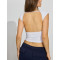 Women's crew neck open back short sleeve t shirts fitted workout gym tops