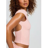 Women's crew neck open back short sleeve t shirts fitted workout gym tops