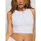 Women's new arrival half zipper sleeveless crop top lightweight full coverage workout tank