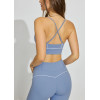 Women's plunge triangle cup sports bra deep v neck piping bra
