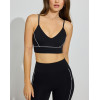 Women's plunge triangle cup sports bra deep v neck piping bra