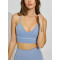 Women's plunge triangle cup sports bra deep v neck piping bra