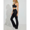 Women's high waist piping leggings ultra soft color block flared pants