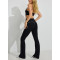 Women's high waist piping leggings ultra soft color block flared pants