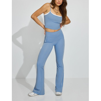 Women's high waist piping leggings ultra soft color block flared pants