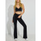 Women's high waist piping leggings ultra soft color block flared pants