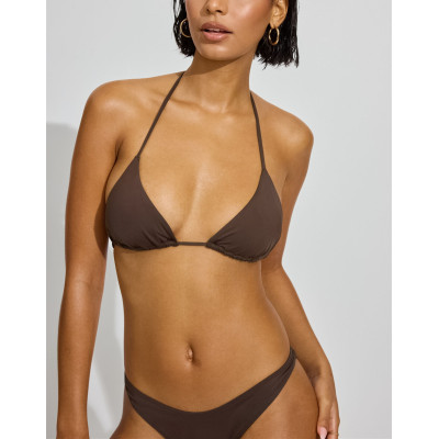 Women's halter triangle bikini top self tie swimwear with removable padding