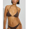 Women's halter triangle bikini top self tie swimwear with removable padding