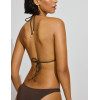 Women's halter triangle bikini top self tie swimwear with removable padding