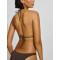 Women's halter triangle bikini top self tie swimwear with removable padding