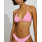Women's halter triangle bikini top self tie swimwear with removable padding