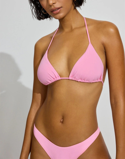 Women's halter triangle bikini top self tie swimwear with removable padding