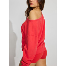 Women's long sleeve off shoulder terry sweatshirts loose fit pullovers
