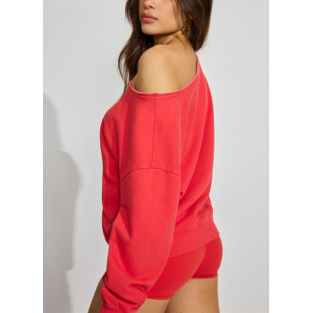 Women's long sleeve off shoulder terry sweatshirts loose fit pullovers
