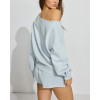 Women's long sleeve off shoulder terry sweatshirts loose fit pullovers