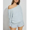 Women's long sleeve off shoulder terry sweatshirts loose fit pullovers