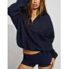 Cotton fleece half zip sweatshirts cozy fit stand collar pullovers