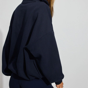 Cotton fleece half zip sweatshirts cozy fit stand collar pullovers