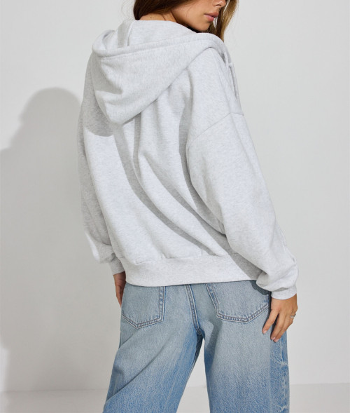 Women's cotton fleece oversized full zip up hoodies relaxed fit heavy weight hooded jackets