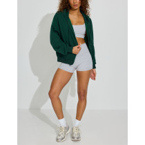 Women's cotton fleece oversized full zip up hoodies relaxed fit heavy weight hooded jackets