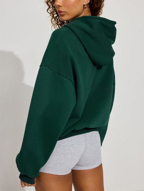Women's cotton fleece oversized full zip up hoodies relaxed fit heavy weight hooded jackets