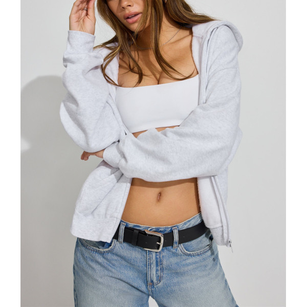 Women's cotton fleece oversized full zip up hoodies relaxed fit heavy weight hooded jackets