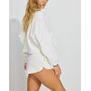 Women's low rise cotton lounge shorts with side slit adjustable waistband mini length shorts