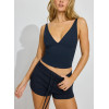 Women's low rise cotton lounge shorts with side slit adjustable waistband mini length shorts