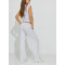 Women's low rise french terry wide leg sweatpants with adjustable waist