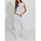 Women's low rise french terry wide leg sweatpants with adjustable waist