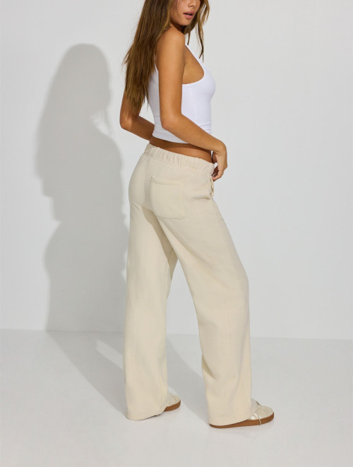 Women's relaxed fit cotton fleece wide leg pants with side pockets