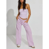 Women's relaxed fit cotton fleece wide leg pants with side pockets