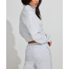 Women's half zipper cotton fleece crop sweatshirts stand collar pullovers