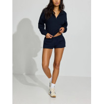 Women's half zipper cotton fleece crop sweatshirts stand collar pullovers